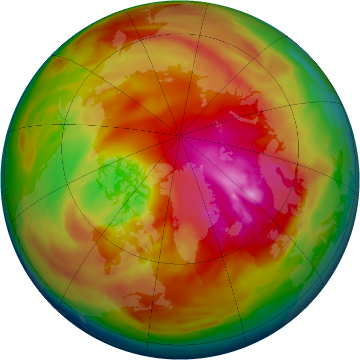 Arctic ozone map for 22 February 2010